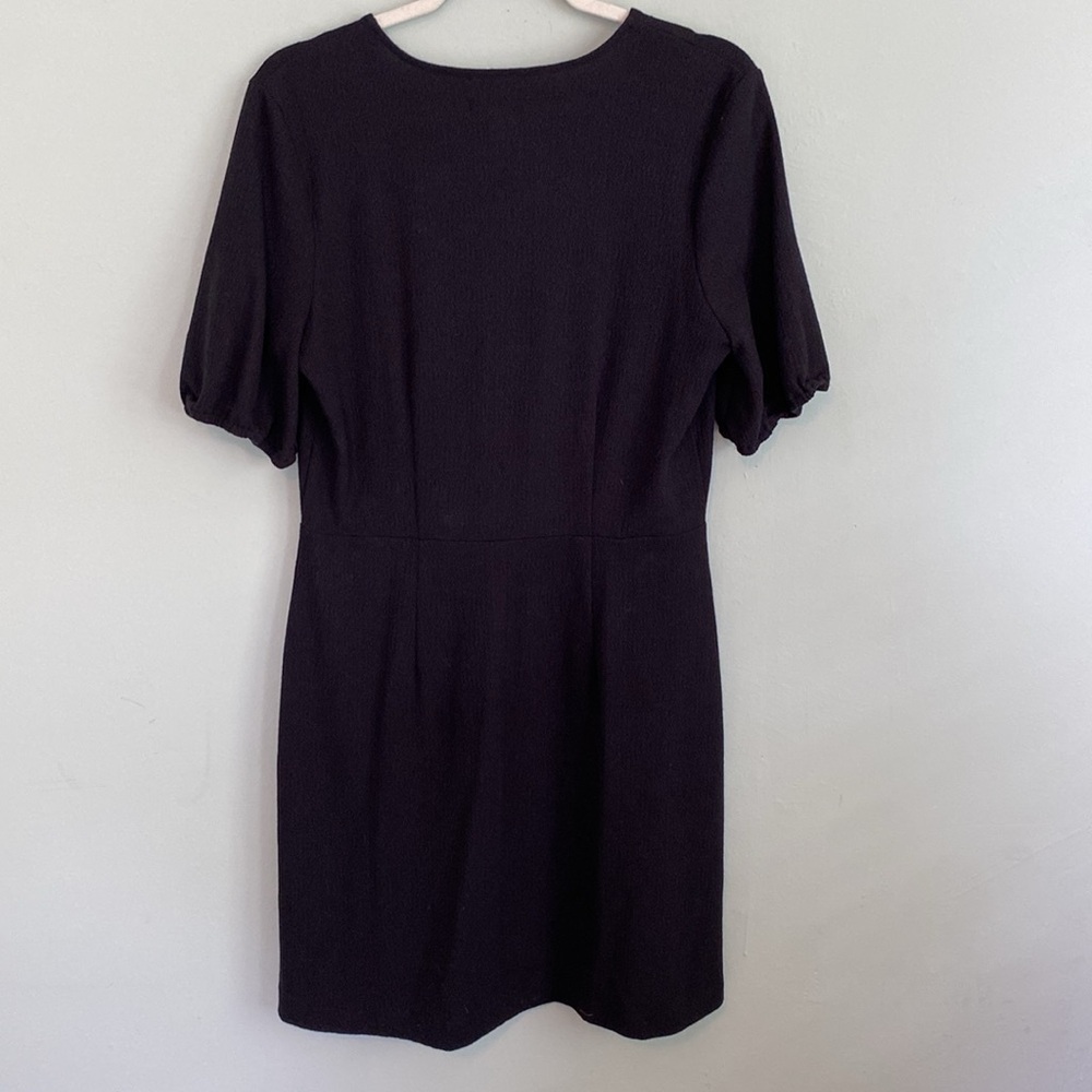 Madewell Women’s Black Faux Wrap dress short sleeve size Large - Picture 6 of 7